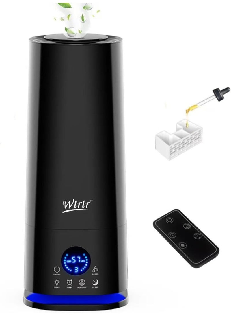 Wtrtr مرطب هواء بارد Wtrtr سعة 5.5 لتر لغرفة المعيشة، موزع زيت أساسي، مرطب نباتات مكتبي، ديكور غرفة حديث، هدية للرجال والنساء (أسود-5.5 لتر) - Image 1